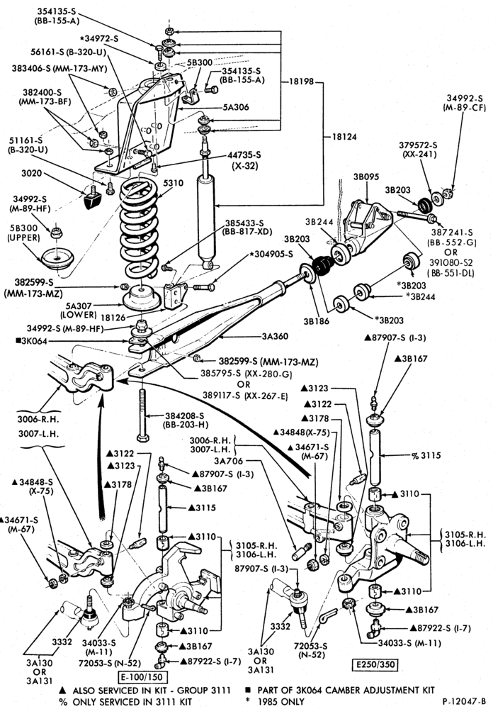 Схема FRONT SUSPENSION-FRONT AXLE- Page B-E100/350