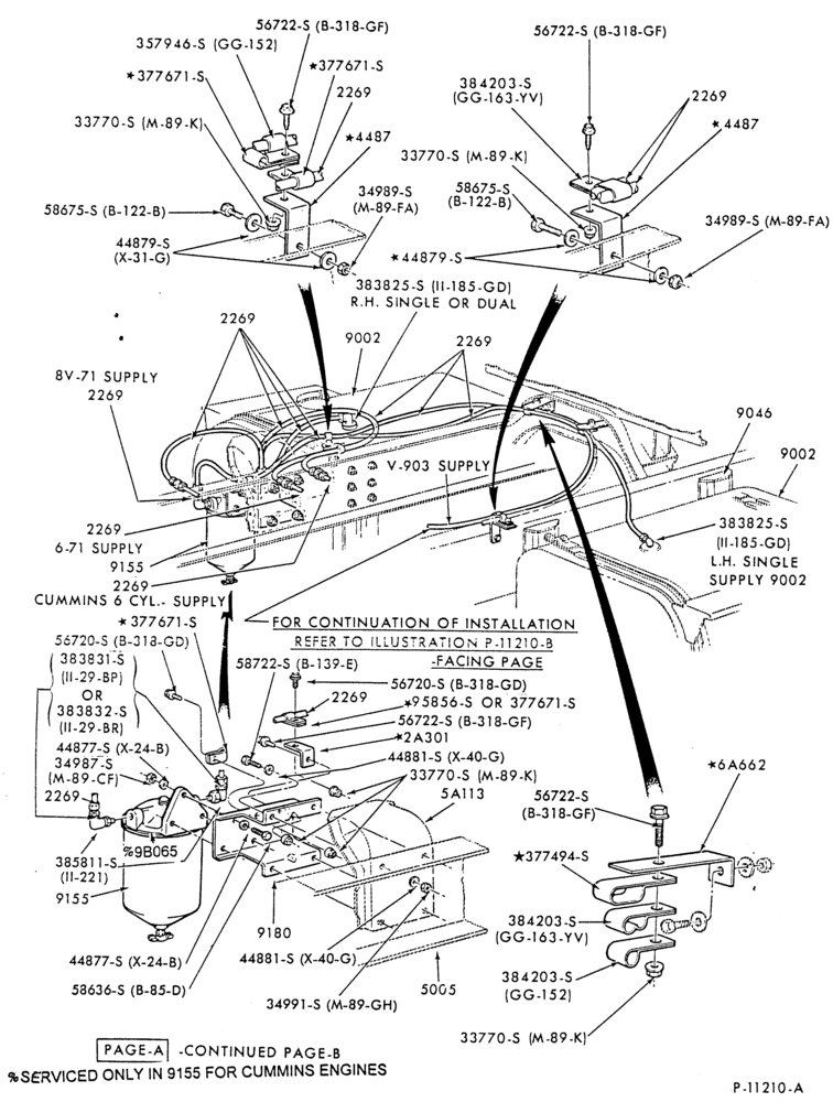 Схема 6 CYL. 6.9L (426 C.I.D.) DIESEL - DETROIT 6-71N-L-LN-LNT-LT900-Page A