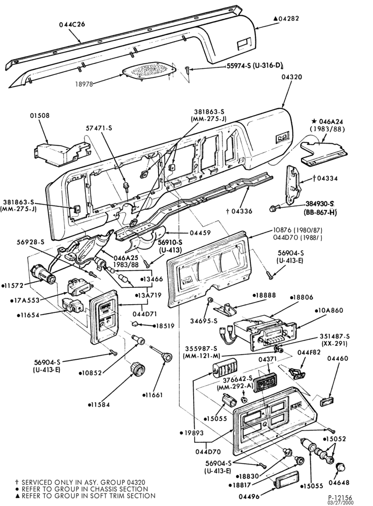 Схема INSTRUMENT PANEL-Instrument panel and pad-All