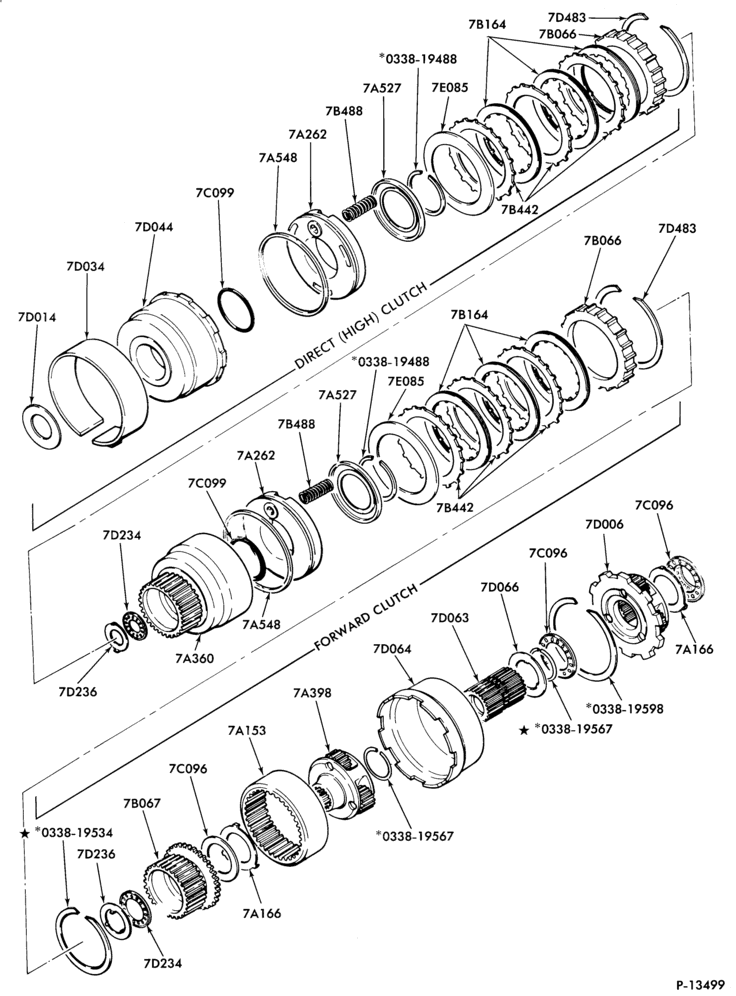 Схема JATCO TYPE - INTERNAL PARTS-INTERNAL PARTS- clutch and planetary gears installation-G,MG