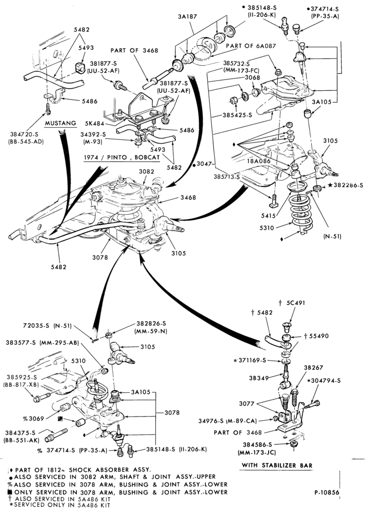 Схема FRONT SUSPENSION-Arms, shock absorbers, spindles, springs and stabilizer