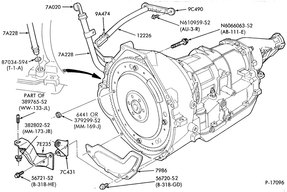 Схема AOT TYPE - EXTERNAL PARTS-EXTERNAL PARTS- transmission installation-K,S,MF