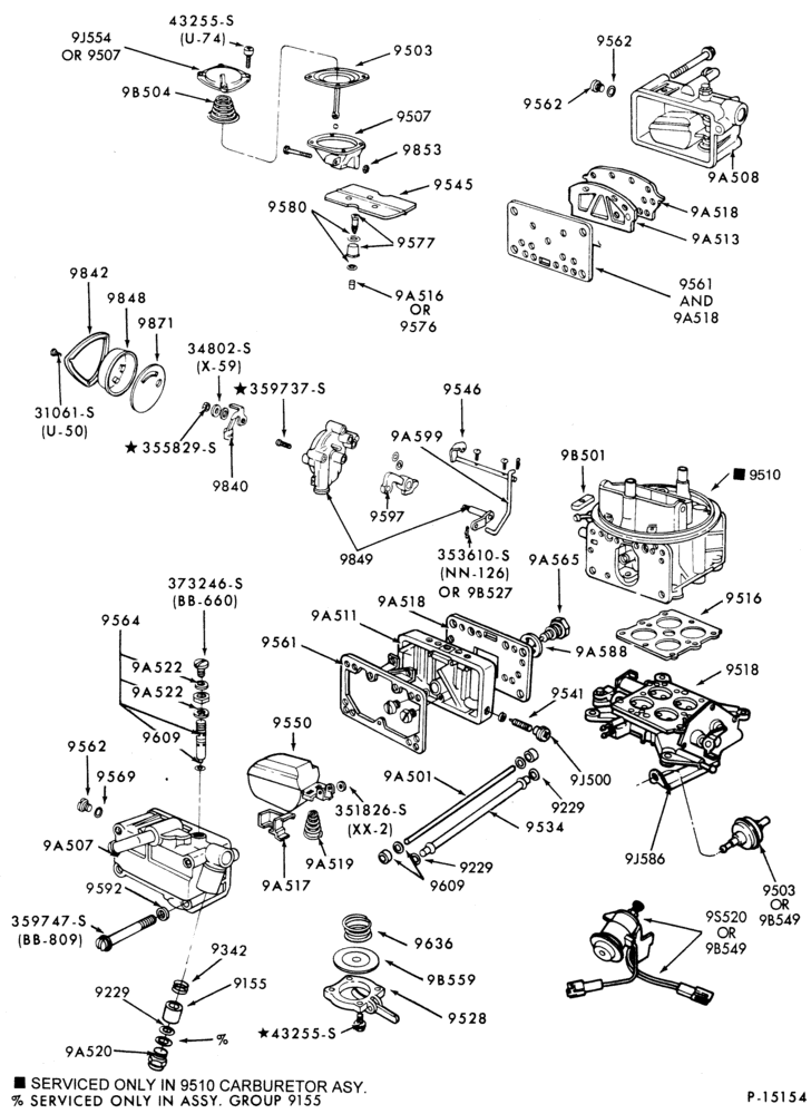 Схема 8 CYL. 5.8L (351 C.I.D.)-W-GAS-CARBURETOR -Holley 4/B