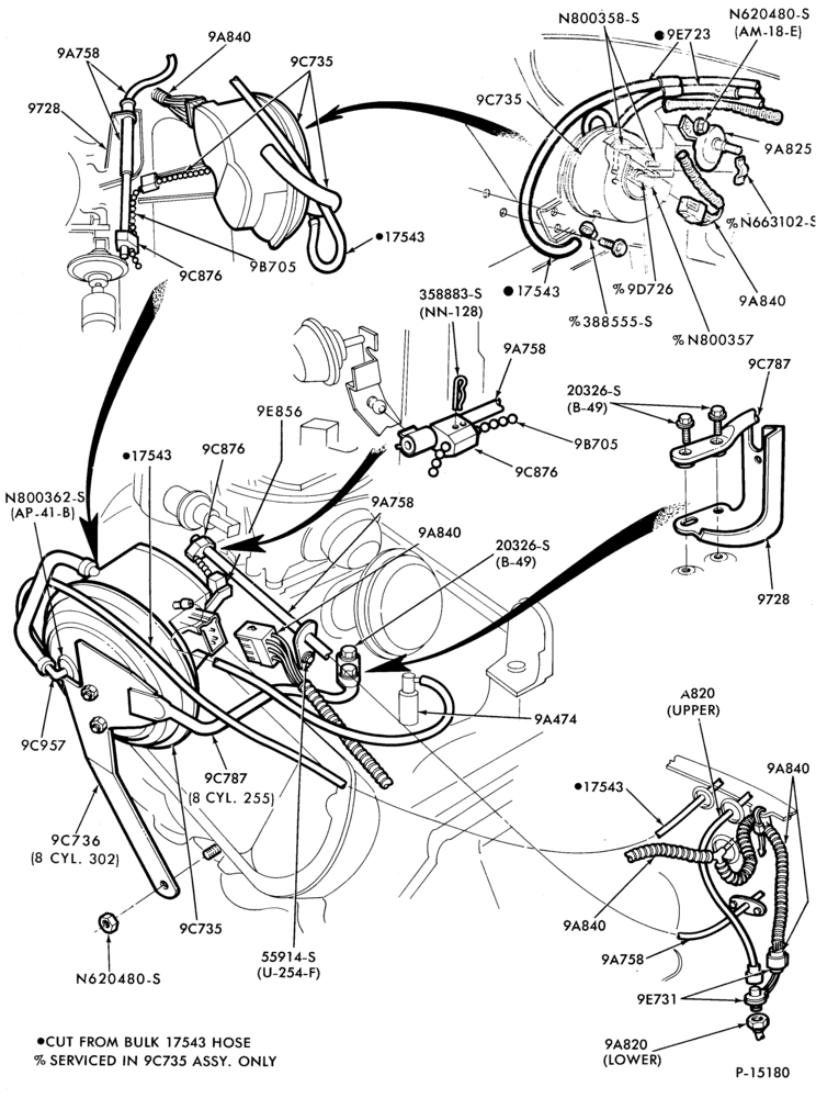 Схема 8 CYL. 5.0L (302 C.I.D.)-Speed control - engine compartment