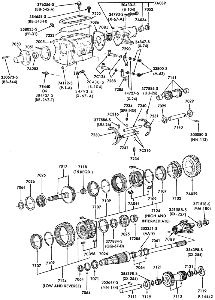 Схема INTERNAL PARTS-3 speed M/T - Ford 303-E100/350