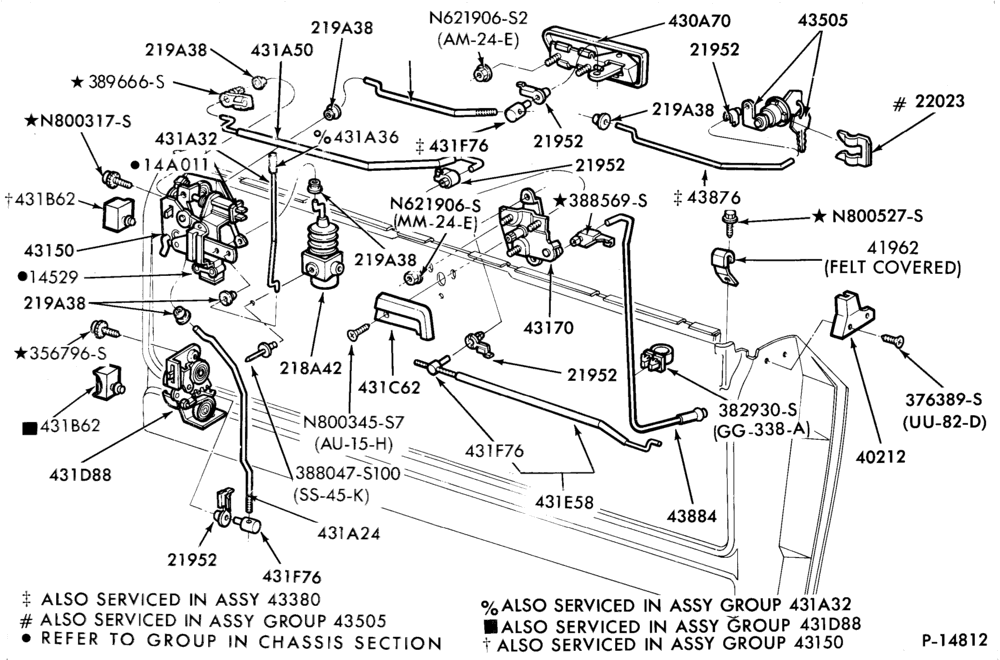 Схема ROOF-Tailgate parts - window mechanism - handle and latch - body type 74