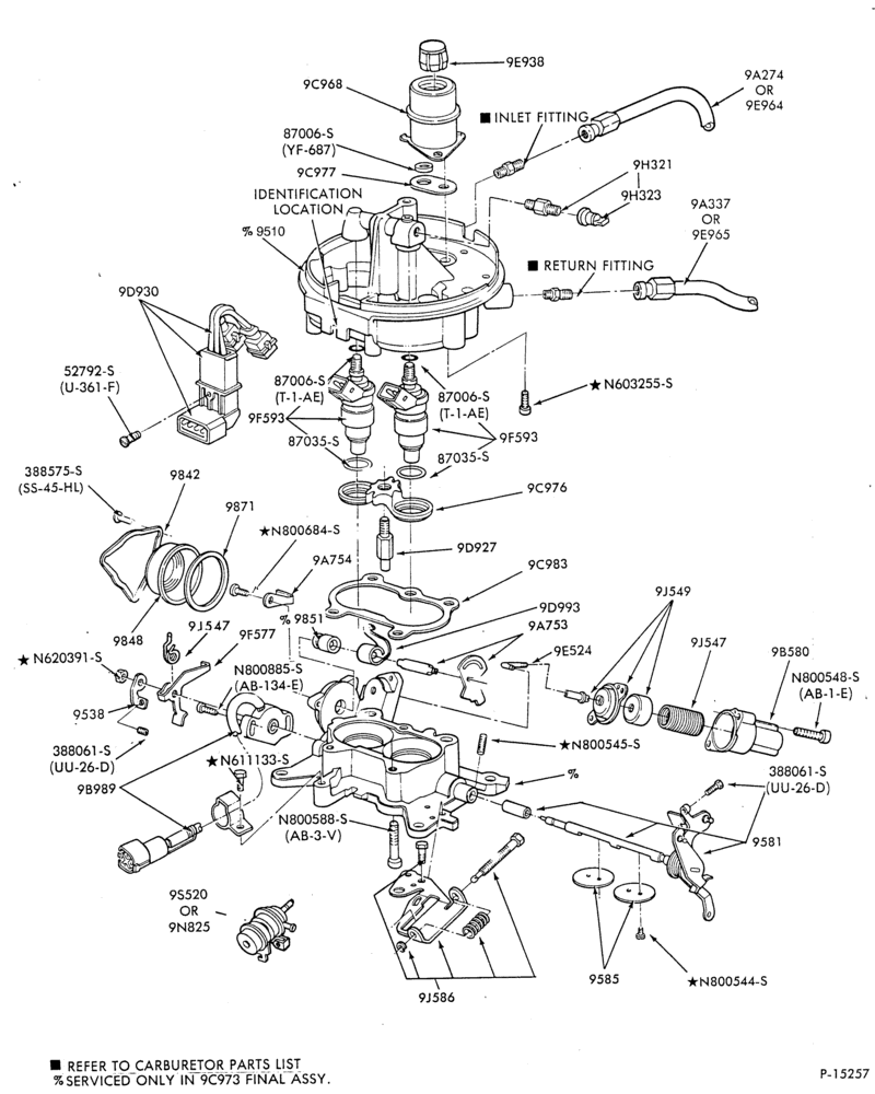 Схема 8 CYL. 5.0L (302 C.I.D.)-Carburetor - electronic fuel injection (E.F.I.)