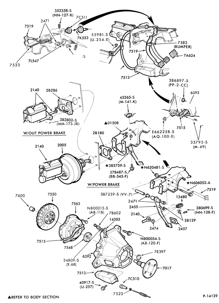 Схема BRAKES-Brake and clutch pedal