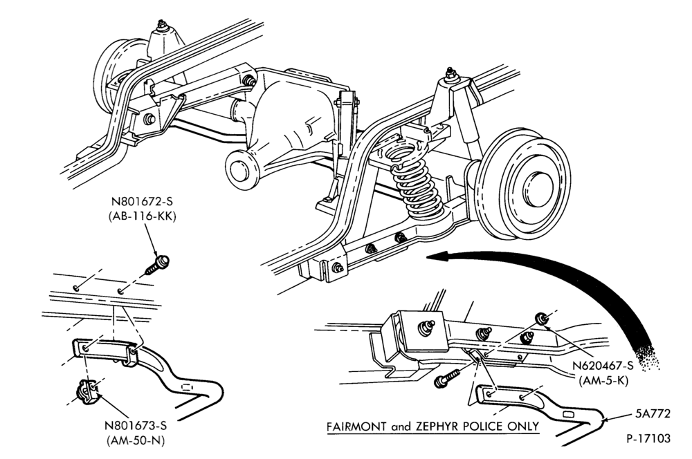Схема FRONT SPRING AND STABILIZERS-REAR STABILIZER - exc. 8 cyl. 302
