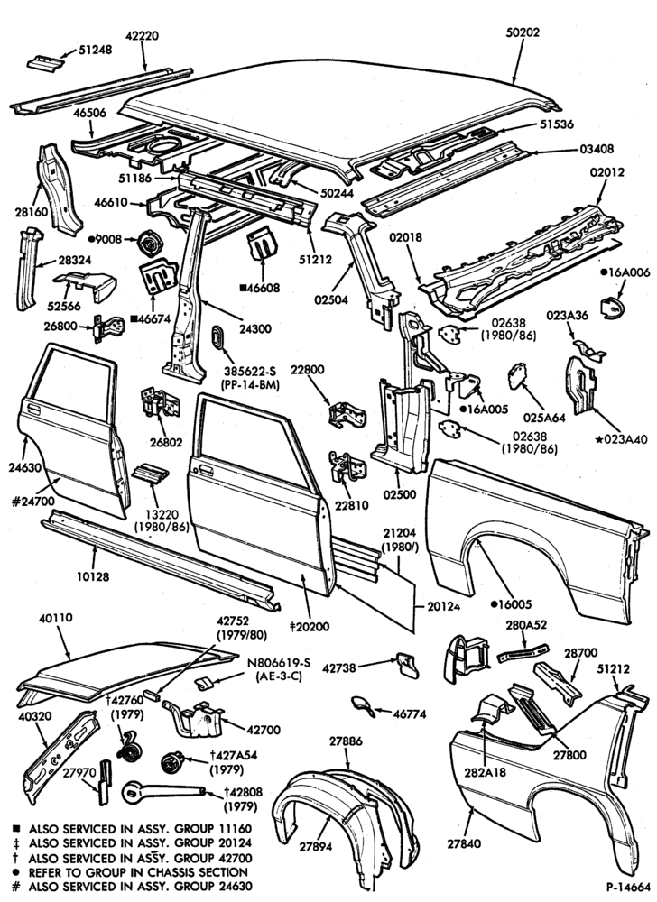 Схема SHEET METAL-54 - upper body - Ford