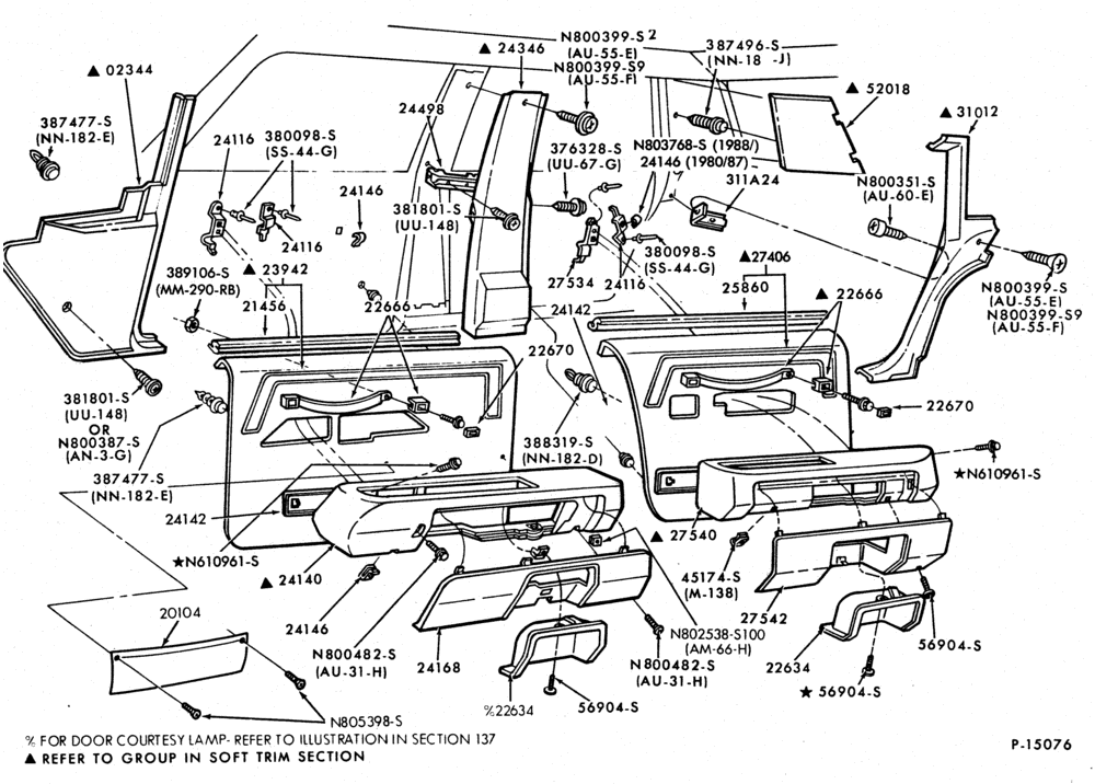 Схема SOFT, INTERIOR TRIM-Interior trim panels - body types 54K,L and 74K