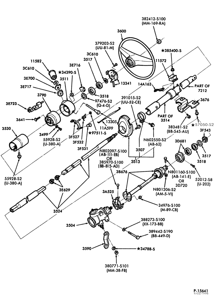 Схема STEERING-Steering column - floor shift - fixed wheel-U150