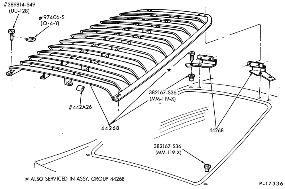 Схема ROOF-Louver kit - back window (screw attachment design)-Mustang