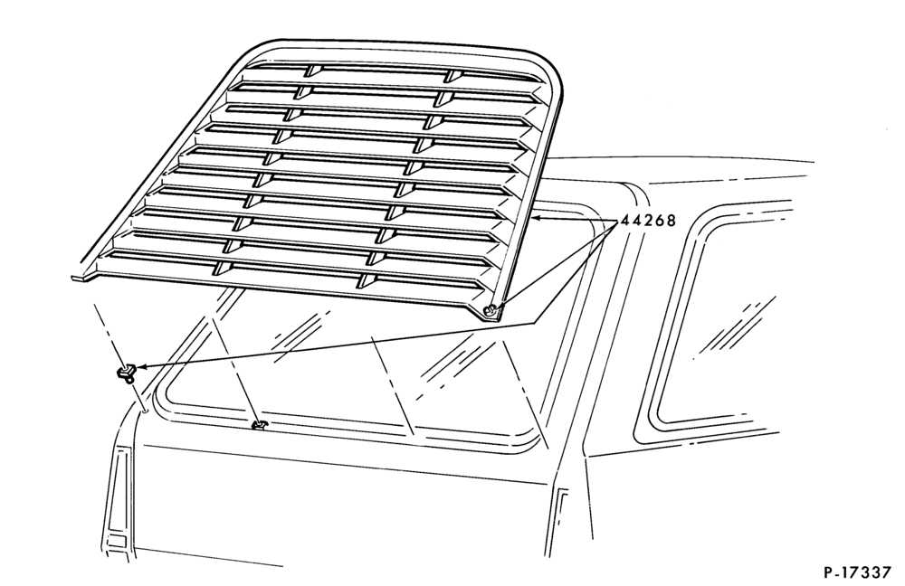 Схема LIFT/TAILGATE, LUGGAGE & BACK WINDOW-Louver kit - back window - body type 73