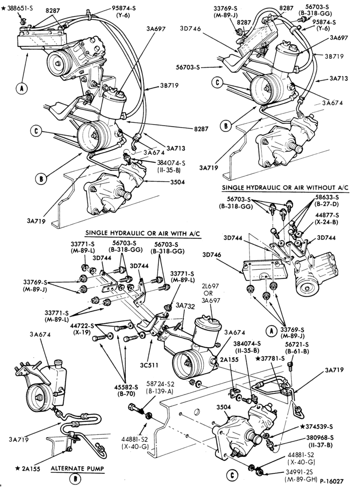 Схема STEERING-POWER - System - 8 cyl. 6.1L and 7.0L gas - w/single hyd. or air brakes & w/engine mounted oil cooler-B600/700