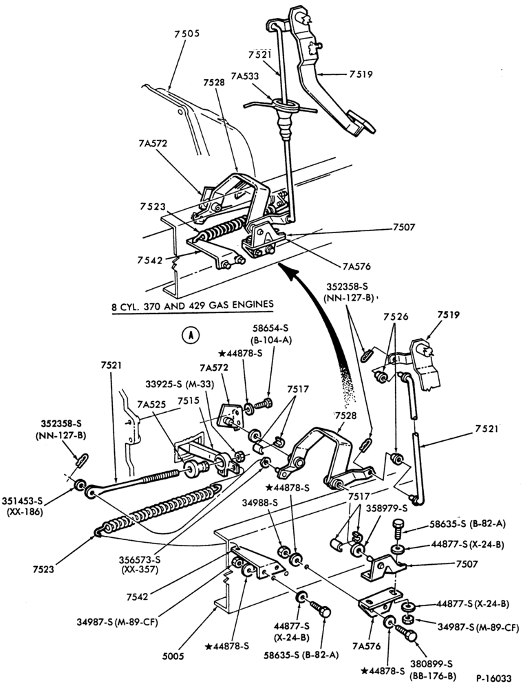 Схема BRAKE BOOSTER PARTS-Clutch pedal linkage-8 cyl. 370 (6.6L) and 429 (7.0L) gas-F-FT600/900