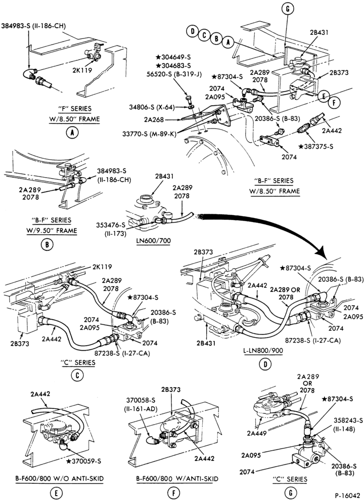 Схема BRAKE SYSTEMS-Air brake system   - rear axle jounce hoses-F-FT600/900