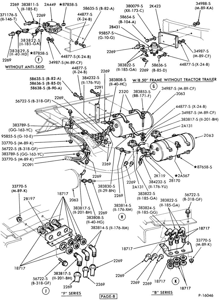 Схема BRAKE SYSTEMS-Air brake system - rear frame tubing-Page B-F-FT600/900