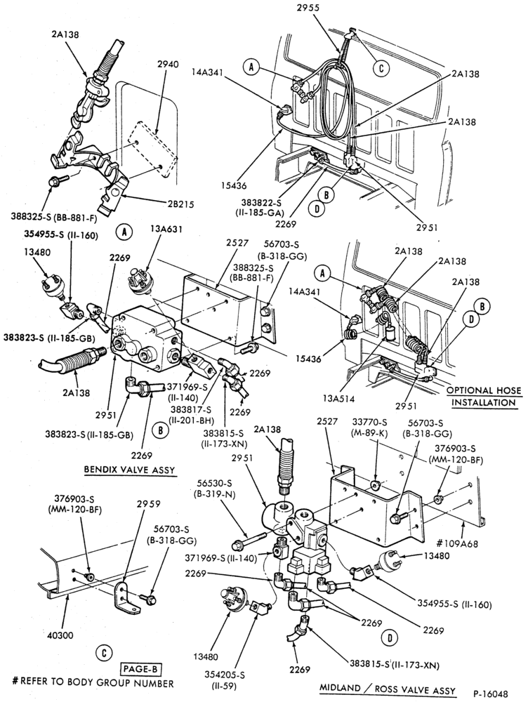 Схема BRAKE SYSTEMS-Air brake system  - front tractor tubing and valves-Page B-F-FT600/900