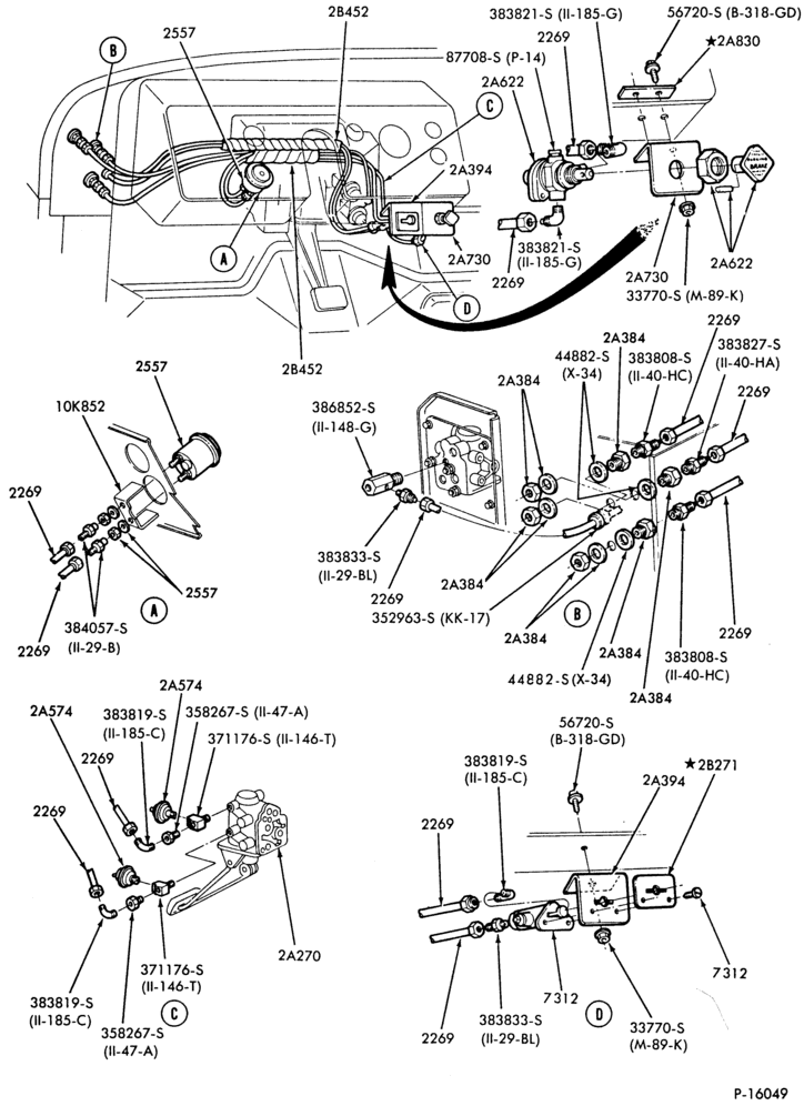 Схема BRAKE SYSTEMS-Air brake system  - in cab instrument panel tubing - B/T 84 cowl-F600/900