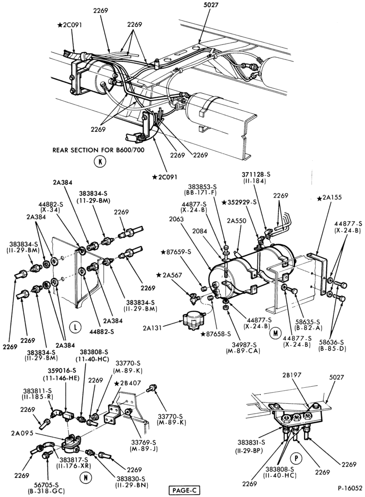 Схема BRAKE SYSTEMS - AIR-Air brake system  - Front end tubing- Page C-B700