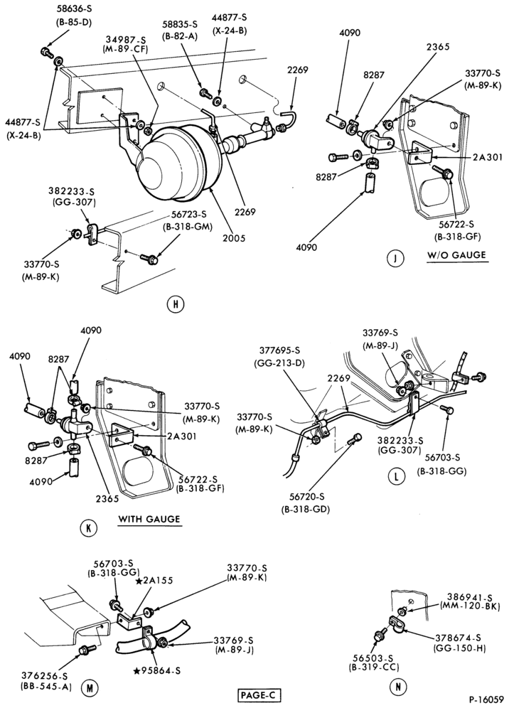 Схема BRAKE SYSTEMS-(1980/83) - single w/vacuum booster - Page C-F-FT600/800