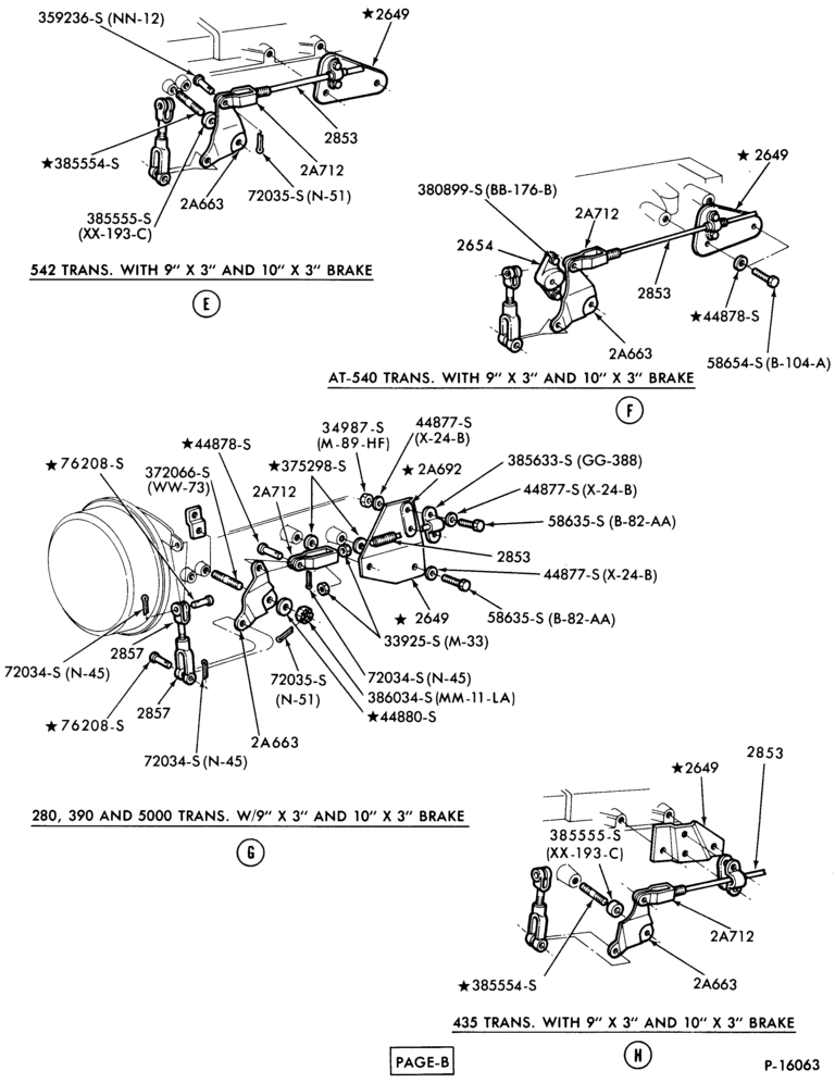 Схема PARKING BRAKES-Parking brake system - trans. mounted- Page B-F-FT600/800