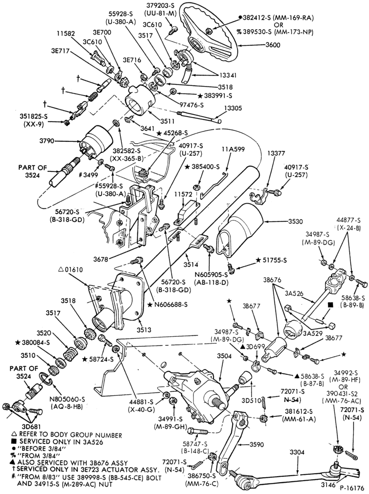 Схема STEERING-COLUMN-for floor shift-body type 81 (cab)-F-FT600/900
