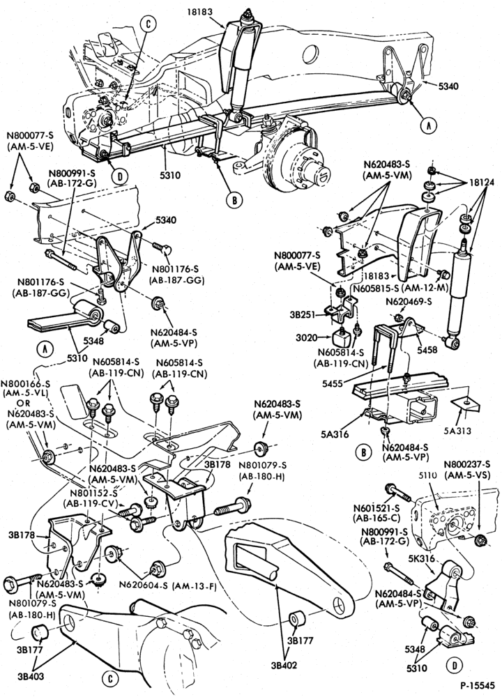 Схема FRONT SUSPENSION-(1980/84) - w/front leaf spring-F350-4/W/D