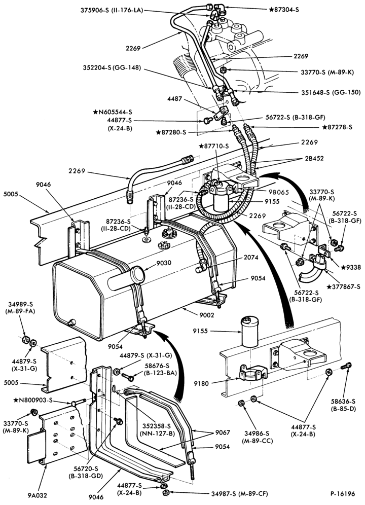 Схема DETROIT 990-Fuel system and related parts- w/18 gallon rectangular tank