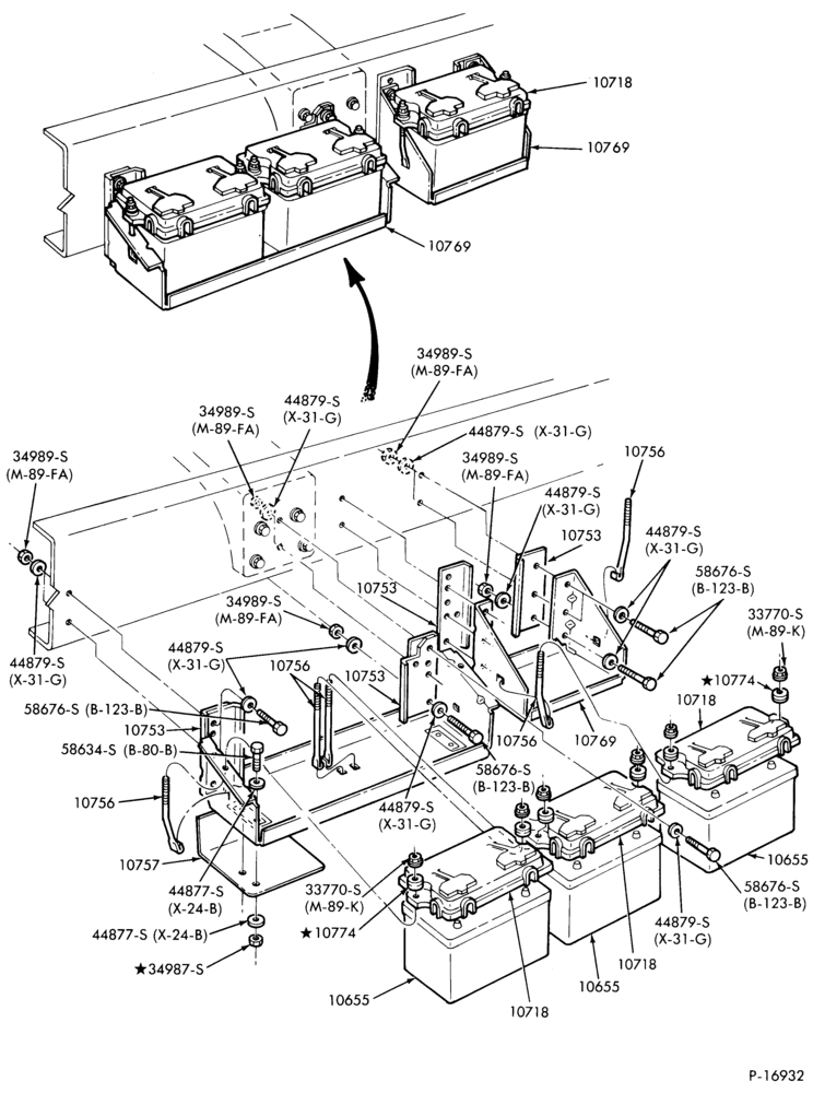 Схема BATTERY CARRIERS-F-FT600/900-8 cyl. 501 (990) Detroit diesel (2 or 3 12 volt batteries)
