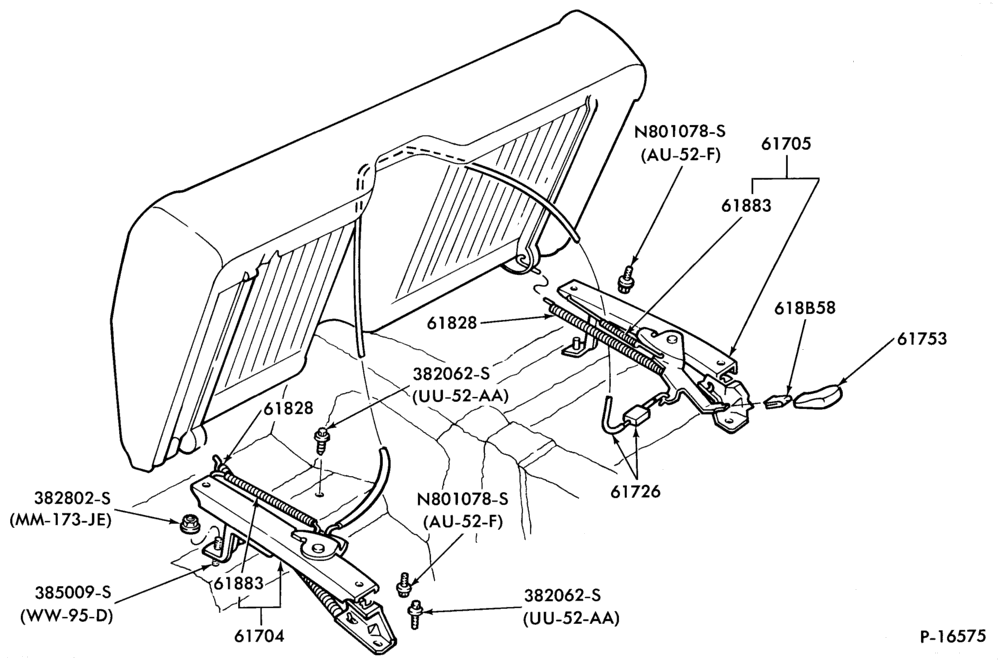Схема SEATS AND SEAT BELTS-Front seat parts - flight bench - lower half - manual - Page B