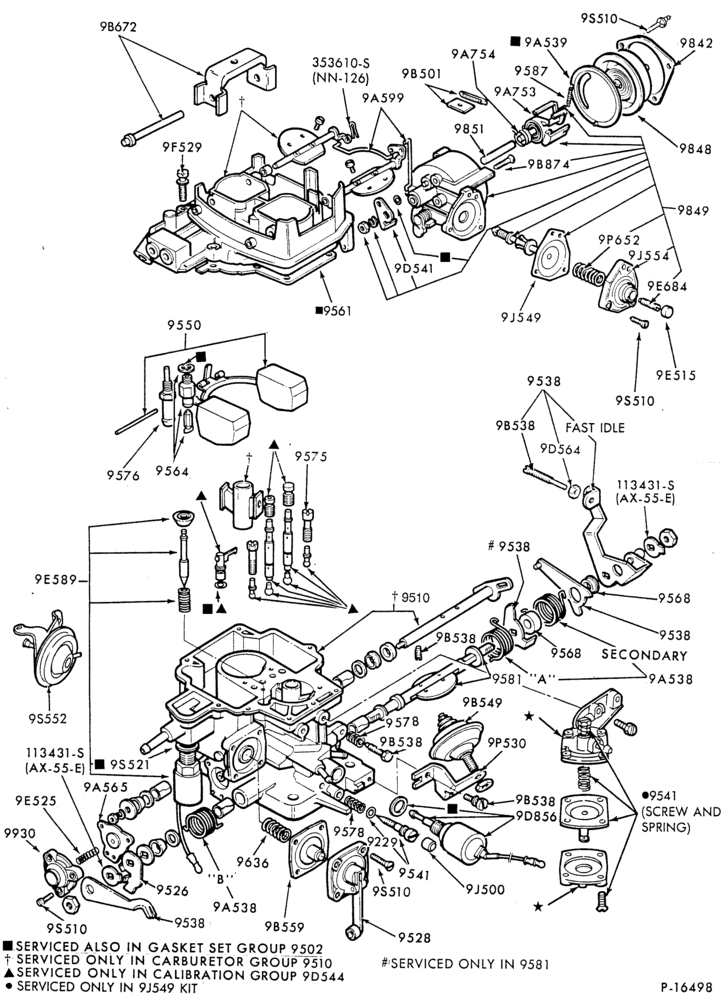 Схема 4 CYL. 1.6L (98 C.I.D.)-Carburetor- Holley 2B (740)