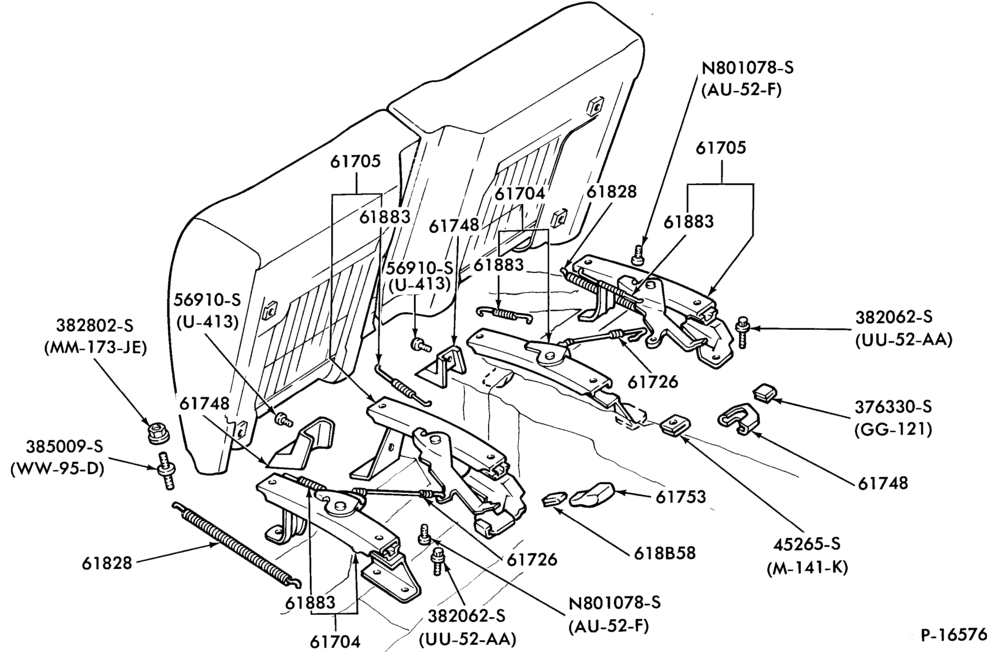 Схема SEATS AND SEAT BELTS-Front seat parts  - split bench - lower half - manual