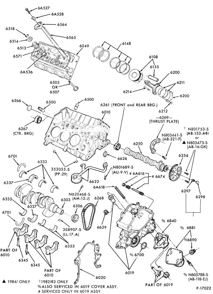 Схема 6 CYL. 3.8L (230 C.I.D.)-Cylinder block- internal parts