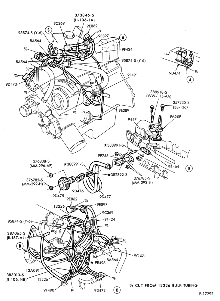 Схема 6 CYL. 3.3L (200 C.I.D.)-recirculation (E.G.R.)- exc. Calif. - w/o high alt.