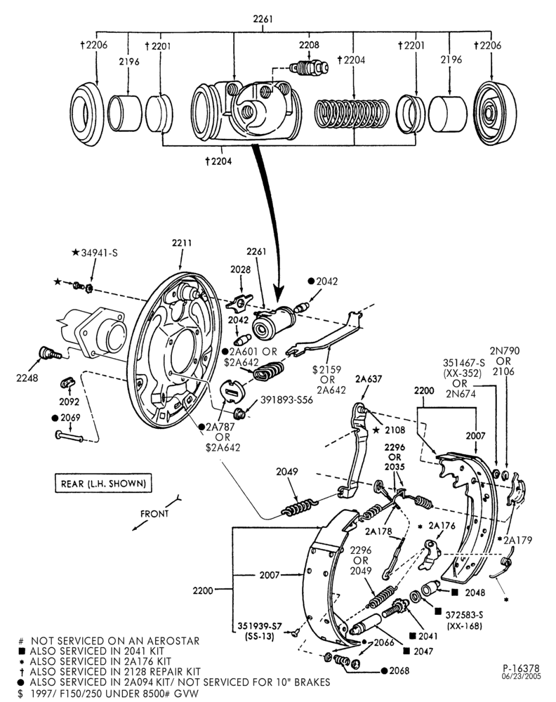 Схема BRAKES-Brake assy. - disc front - rear drum-E100/150