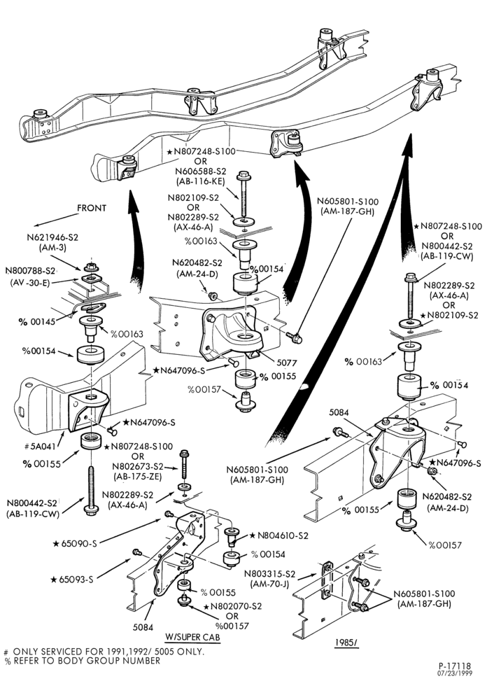 Схема FRAME-FRAME- body to frame mounts-R