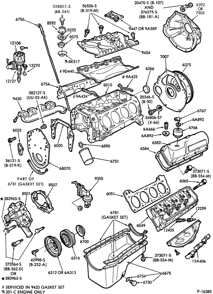 Схема 8 CYL. 6.6L (400 C.I.D.)-Cylinder block- external parts