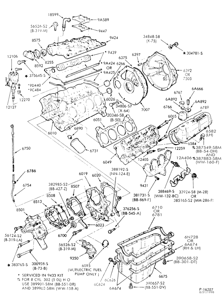 Схема 8 CYL. 5.8L-Cylinder block - external-U150