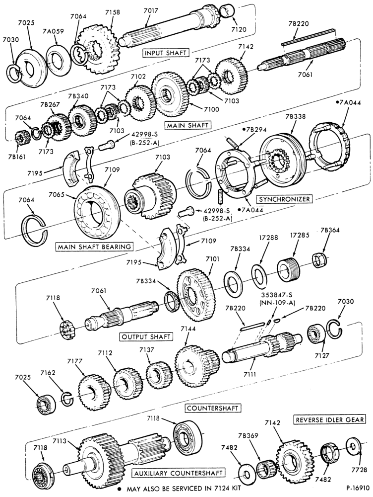 Схема INTERNAL PARTS-10 speed - Fuller RT6610 - case - gear train - Page B-FT800/900