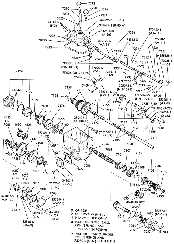 Схема INTERNAL PARTS-4 speed M/T - Warner Gear T19-F250/350