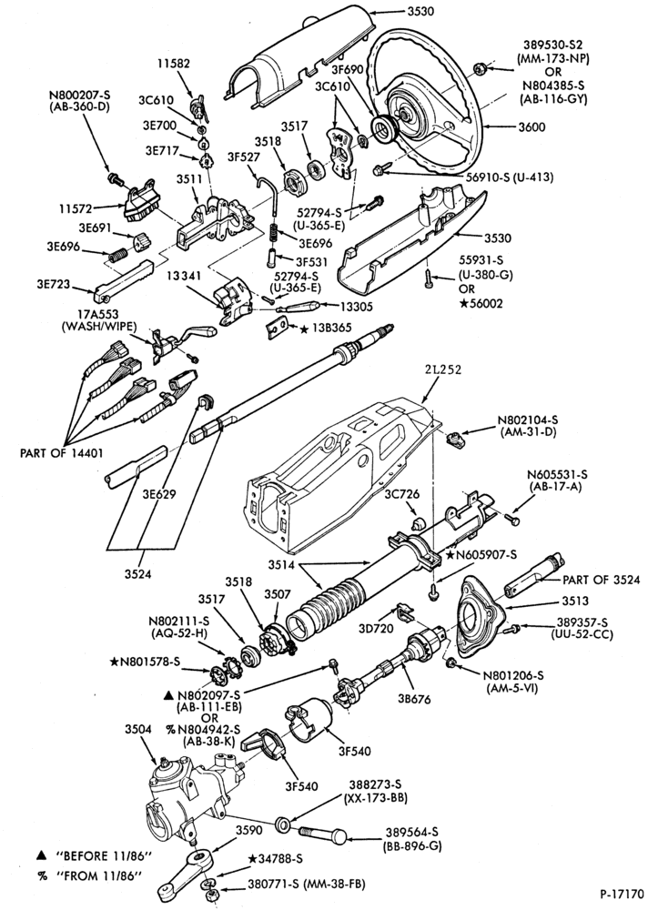 Схема A4LD TYPE TRANSMISSION-Steering column - floor shift - fixed wheel-B,R