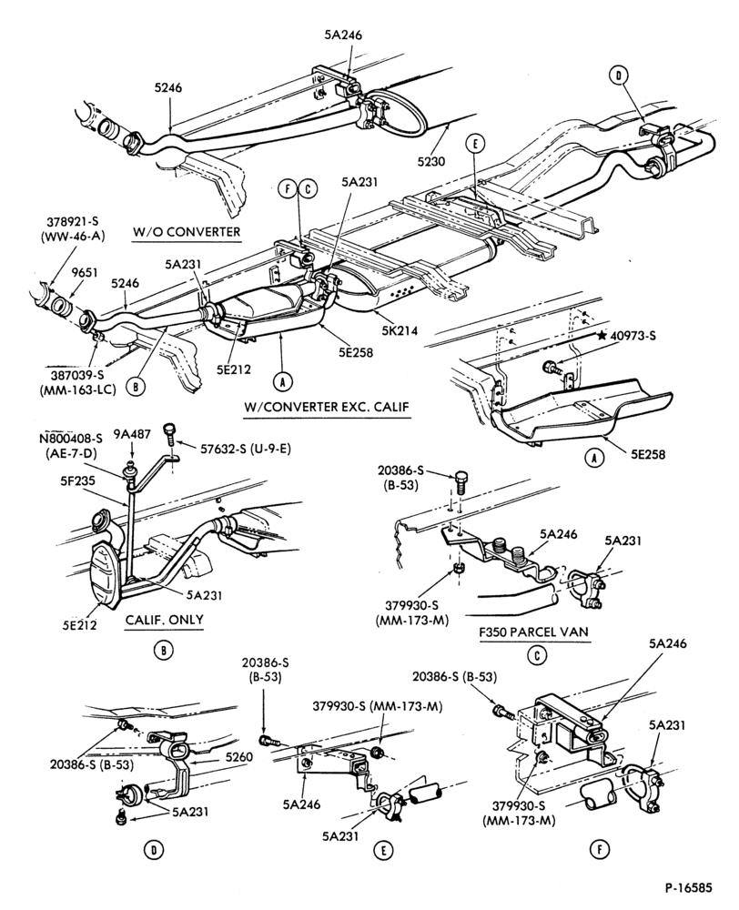 Схема EXHAUST SYSTEM-EXHAUST SYSTEM- 6 cyl. 300 (4.9L)-E100/350