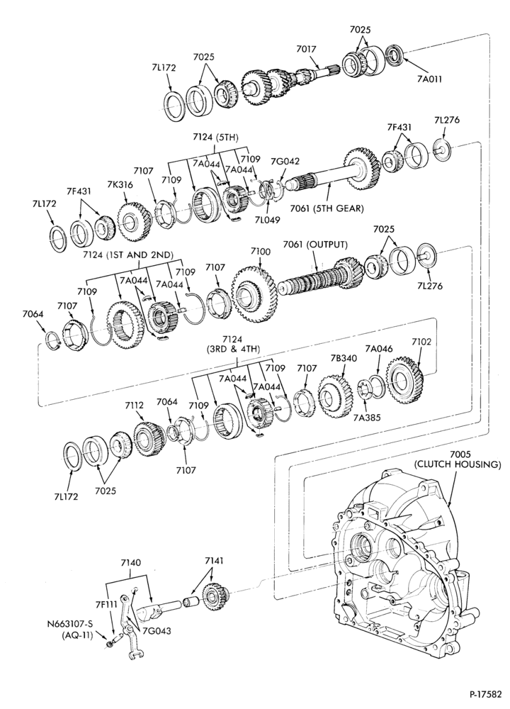 Схема INTERNAL PARTS-5 speed transaxle - gear train and related parts-5/S