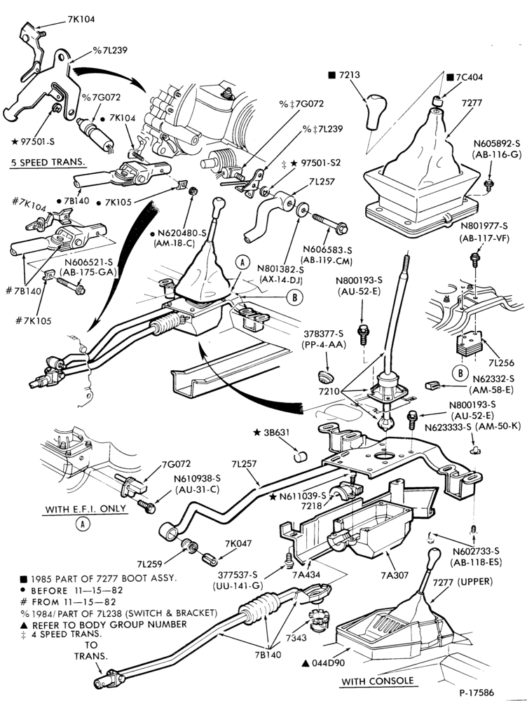 Схема EXTERNAL PARTS-Gearshift mechanism - floor mounted