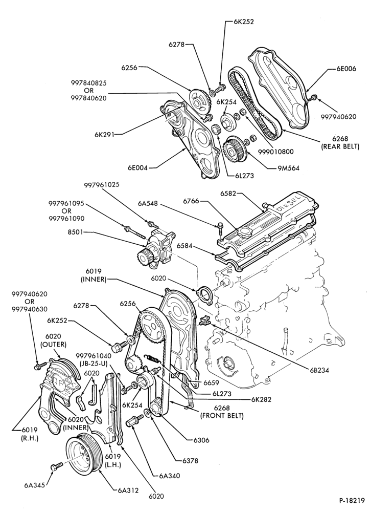 Схема 4 CYL. 1.6L (98 C.I.D.) & 1.9L (116 C.I.D.)-Cylinder block- external covers