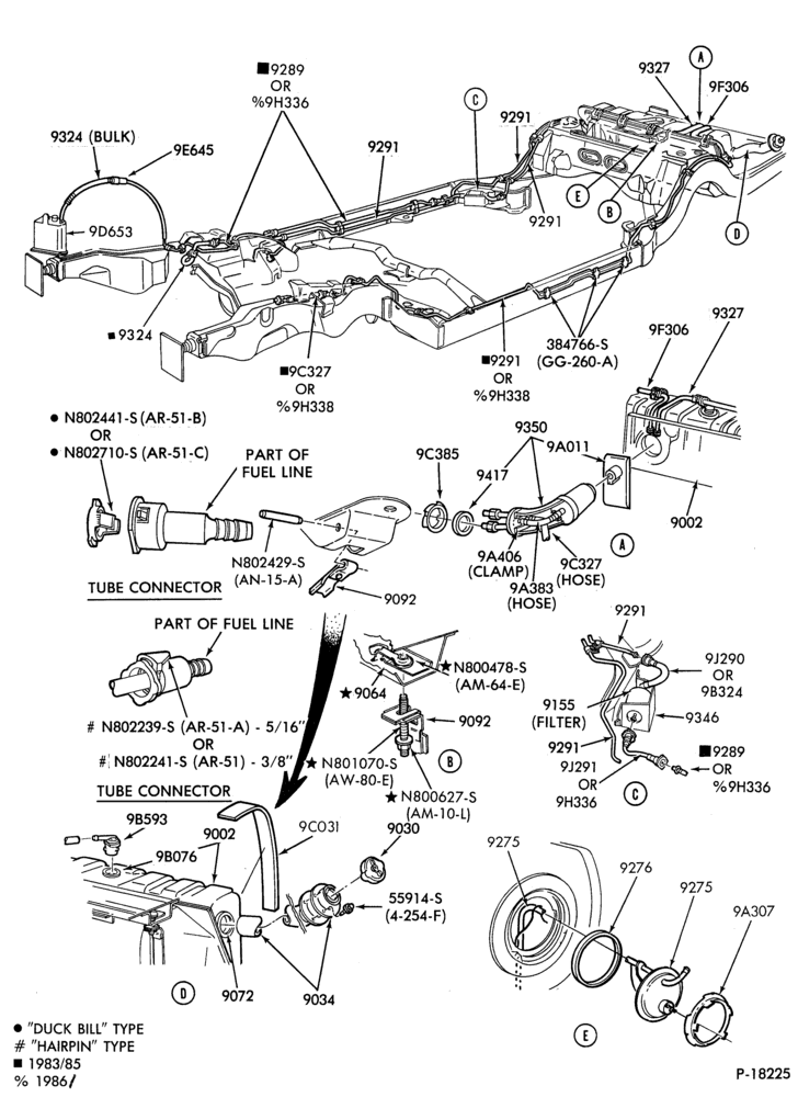 Схема 8 CYL. 5.0L (302 C.I.D.)-Fuel system - w/E.F.I.
