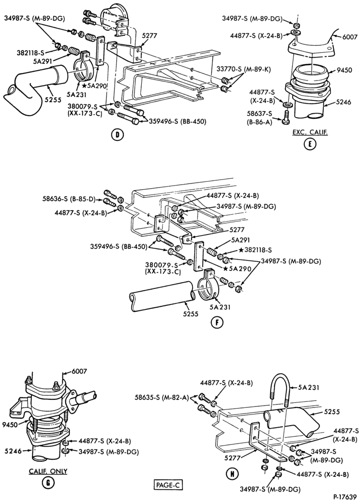 Схема EXHAUST SYSTEM-8 cyl. 501 (990) Det. Diesel - Body Type 84 (cowl) - Page C-F600/800