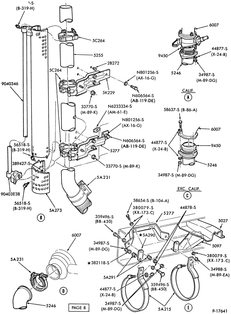 Схема EXHAUST SYSTEM-8 cyl. 636 Cat. Diesel  - Body Type 81 (cab)- Page B-F-FT700/900